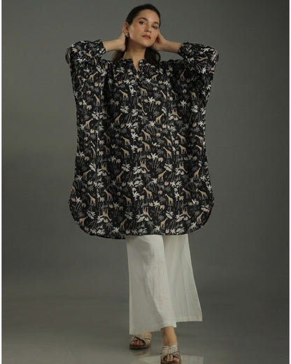 Reverie Balloon Oversized Cotton Coord Set – Black Print